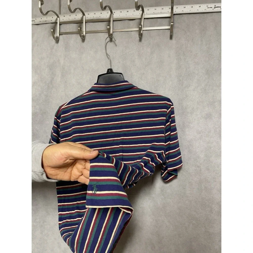 VTG‎ Ralph Lauren Polo Shirt Men M Rainbow Striped Cotton Casual Preppy USA 90s